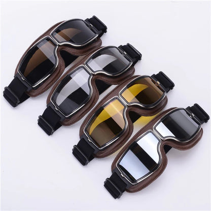 Retro Motorcycle Goggles with UV Protection and Adjustable Elastic Strap