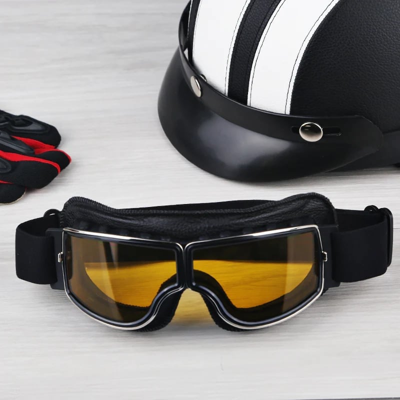 Retro Motorcycle Goggles with UV Protection and Adjustable Elastic Strap