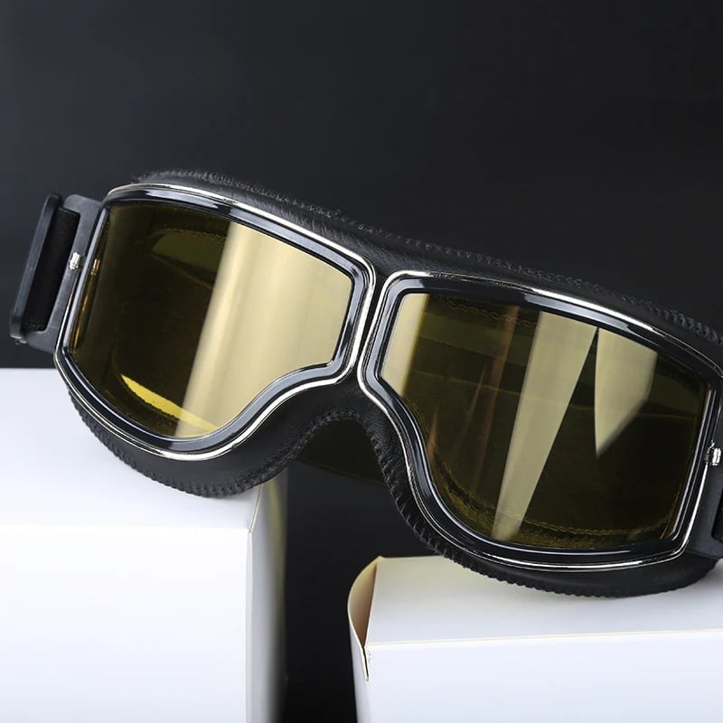 Retro Motorcycle Goggles with UV Protection and Adjustable Elastic Strap