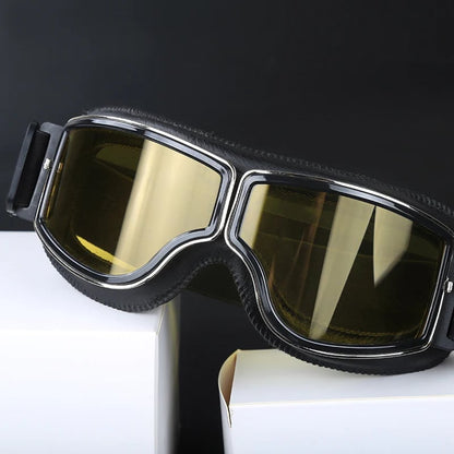 Retro Motorcycle Goggles with UV Protection and Adjustable Elastic Strap