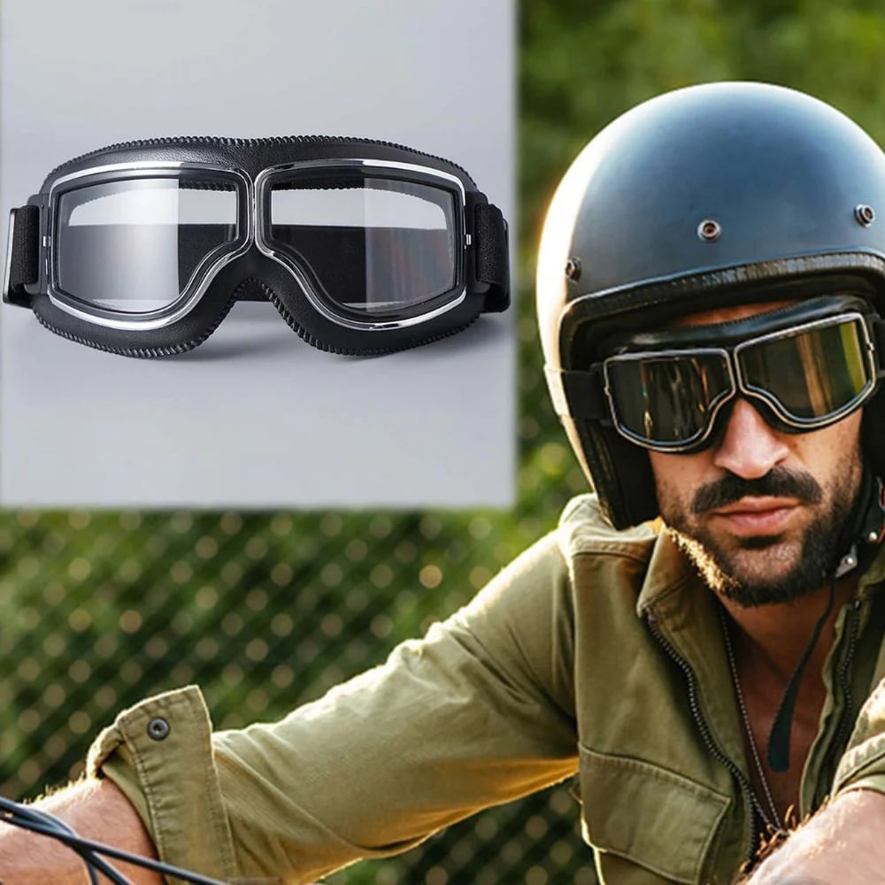 Retro Motorcycle Goggles with UV Protection and Adjustable Elastic Strap