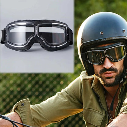 Retro Motorcycle Goggles with UV Protection and Adjustable Elastic Strap