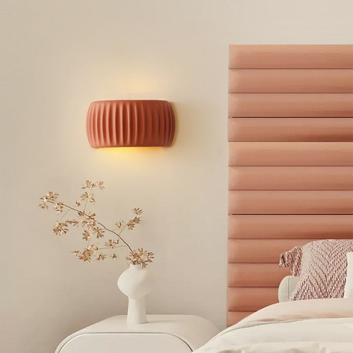 Ribbed Resin Wall Sconce with Warm Soft Lighting