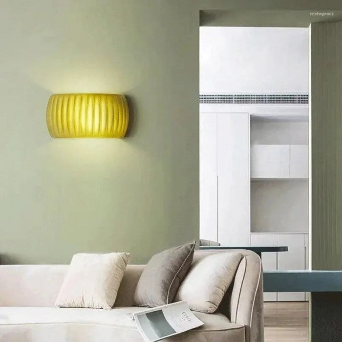 Ribbed Resin Wall Sconce with Warm Soft Lighting
