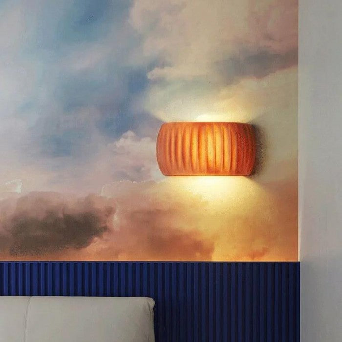 Ribbed Resin Wall Sconce with Warm Soft Lighting
