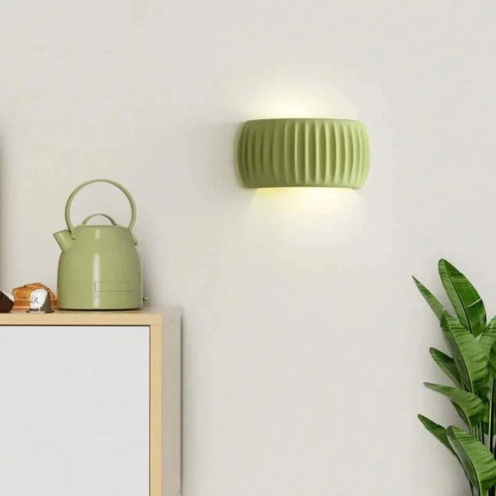 Ribbed Resin Wall Sconce with Warm Soft Lighting