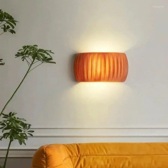 Ribbed Resin Wall Sconce with Warm Soft Lighting