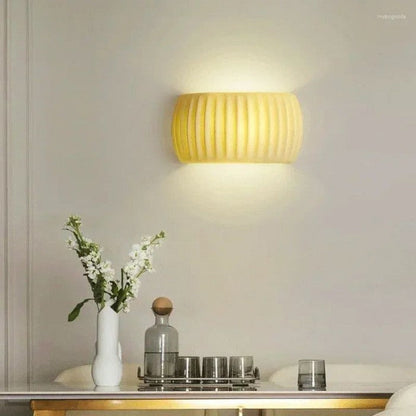Ribbed Resin Wall Sconce with Warm Soft Lighting