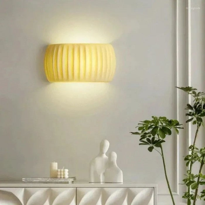 Ribbed Resin Wall Sconce with Warm Soft Lighting