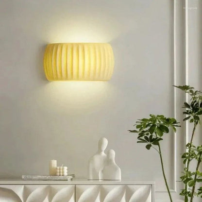 Ribbed Resin Wall Sconce with Warm Soft Lighting