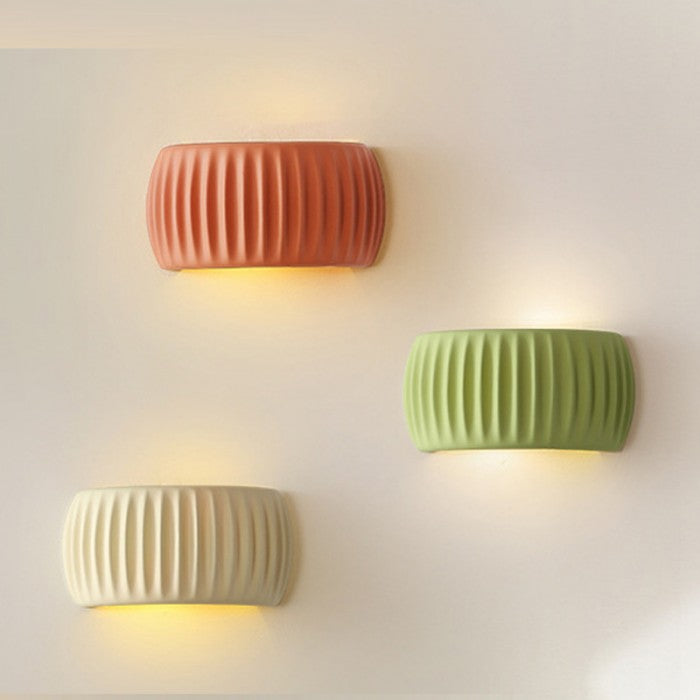 Ribbed Resin Wall Sconce with Warm Soft Lighting