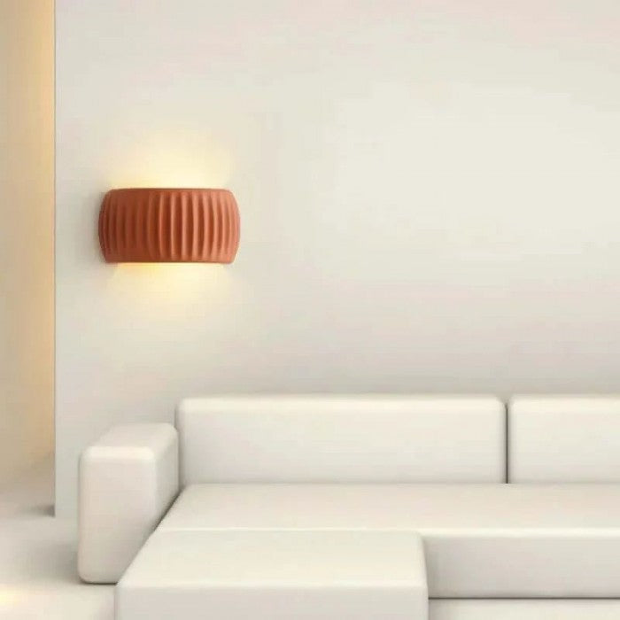 Ribbed Resin Wall Sconce with Warm Soft Lighting