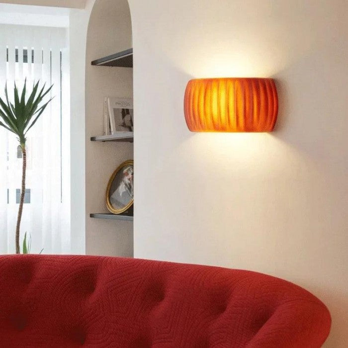 Ribbed Resin Wall Sconce with Warm Soft Lighting