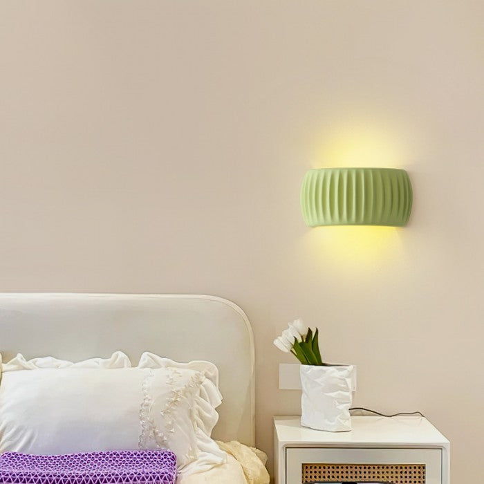 Ribbed Resin Wall Sconce with Warm Soft Lighting