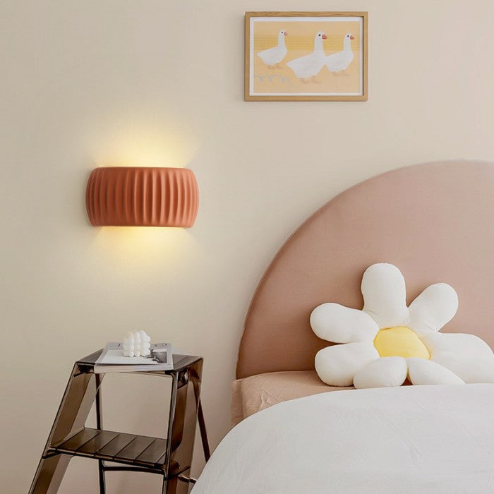 Ribbed Resin Wall Sconce with Warm Soft Lighting