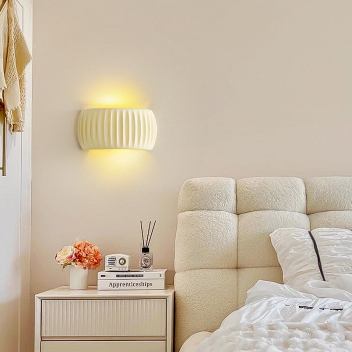 Ribbed Resin Wall Sconce with Warm Soft Lighting