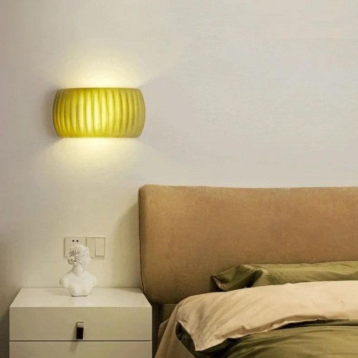 Ribbed Resin Wall Sconce with Warm Soft Lighting