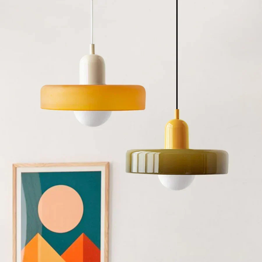 Scandinavian Glass Pendant Ceiling Lamp with Adjustable Suspension