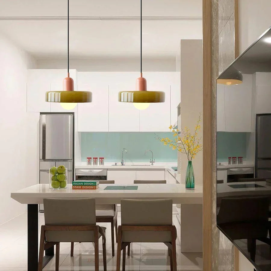 Scandinavian Glass Pendant Ceiling Lamp with Adjustable Suspension