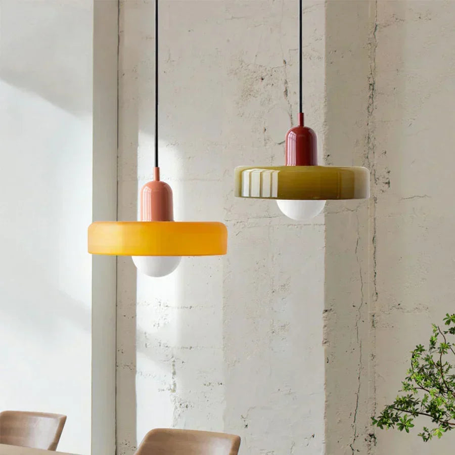 Scandinavian Glass Pendant Ceiling Lamp with Adjustable Suspension