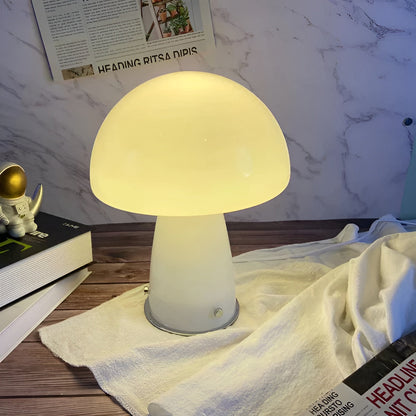 Scandinavian Mushroom Lamp with Colourful Glass Shade and LED Lighting
