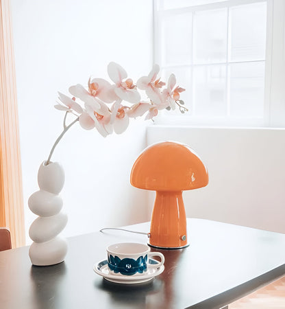 Scandinavian Mushroom Lamp with Colourful Glass Shade and LED Lighting