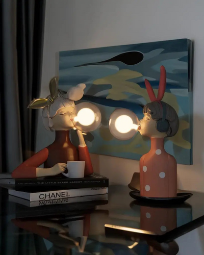 Sculptural Table Lamp with Warm Diffused LED Light