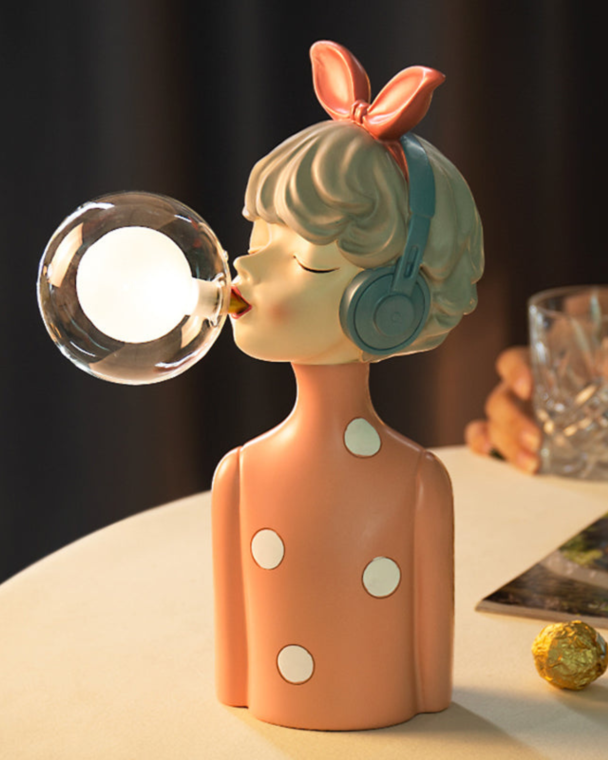 Sculptural Table Lamp with Warm Diffused LED Light