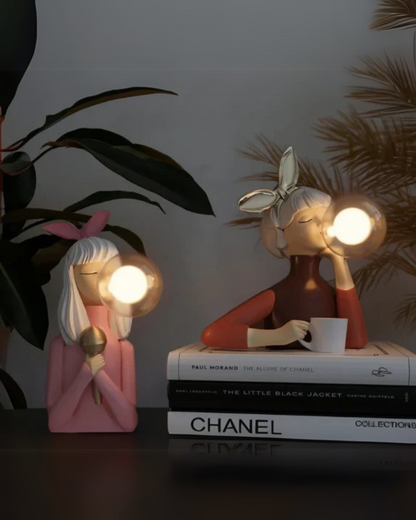 Sculptural Table Lamp with Warm Diffused LED Light