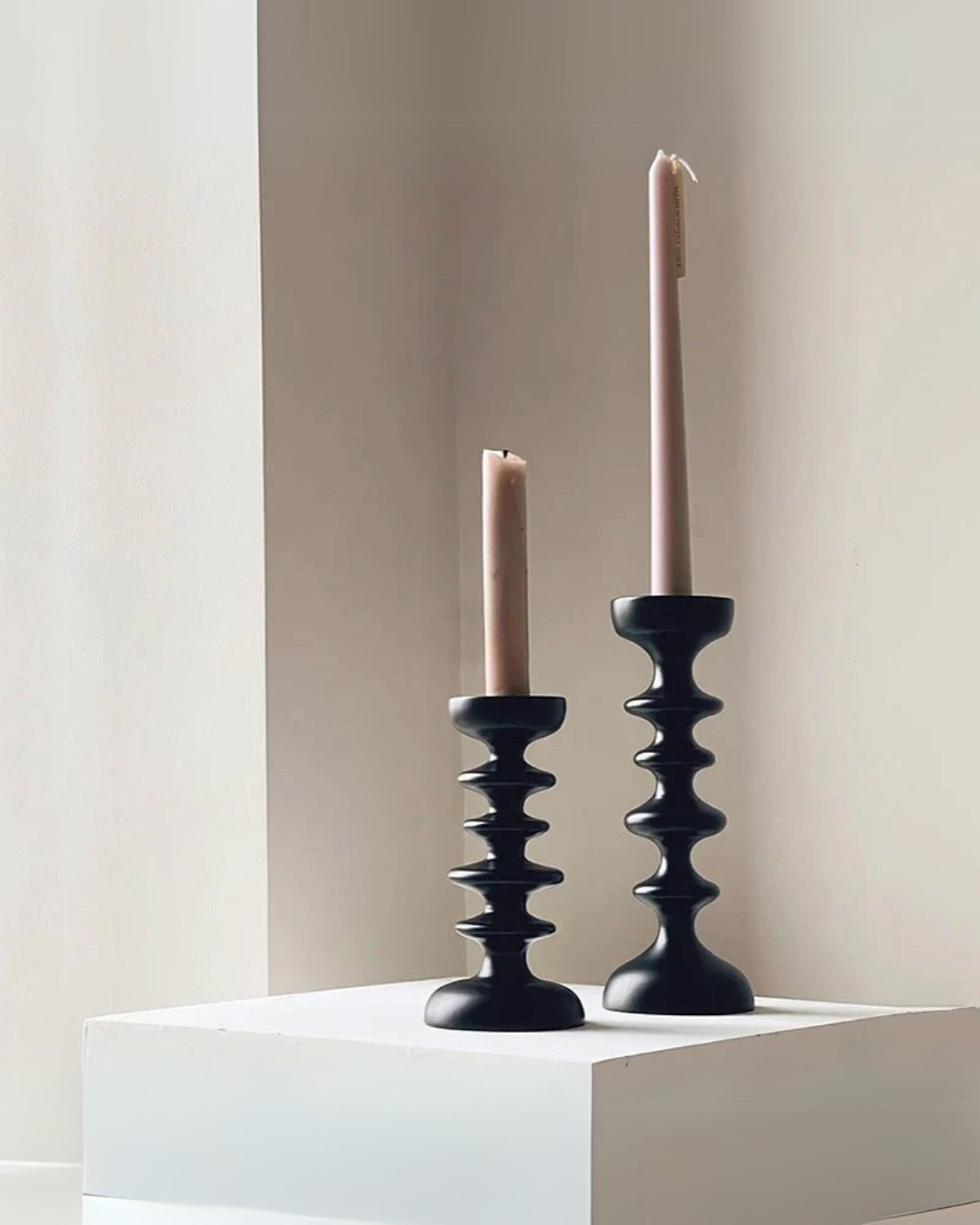 Sculptural Wooden Candle Holder with Modern Decorative Design