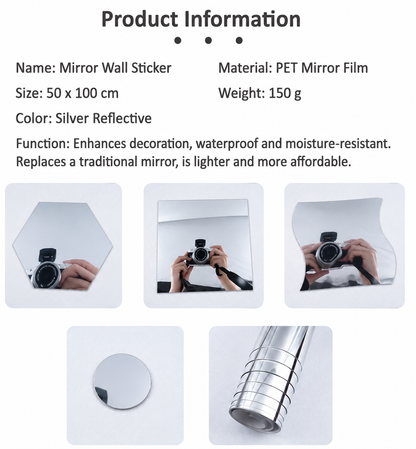 Self-Adhesive PET Mirror Film for Smooth Indoor Surfaces