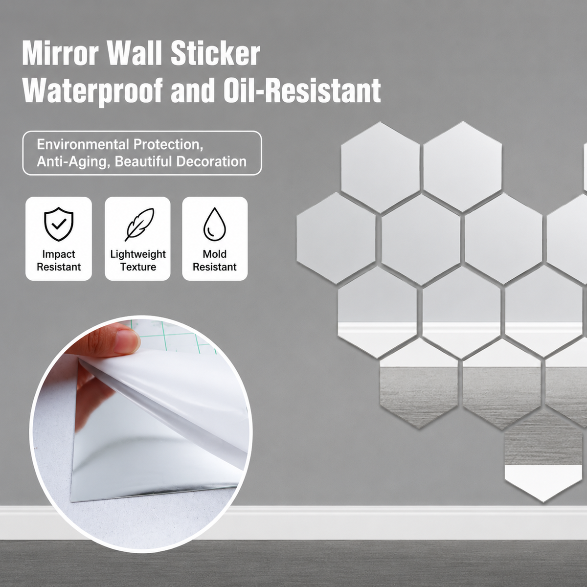Self-Adhesive PET Mirror Film for Smooth Indoor Surfaces
