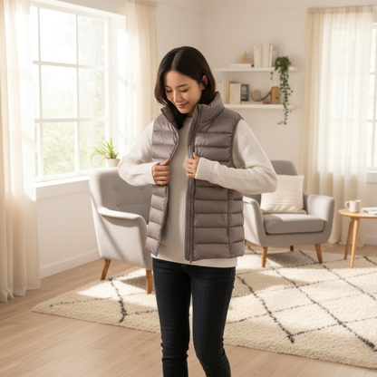Sleeveless Quilted Vest with Zip Front and Pockets