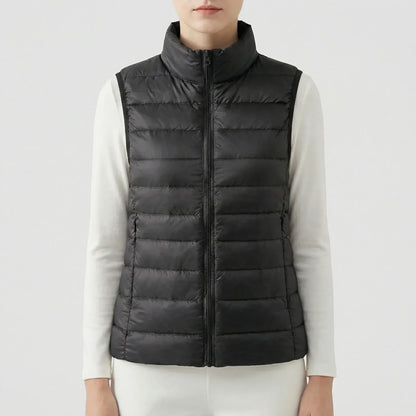 Sleeveless Quilted Vest with Zip Front and Pockets