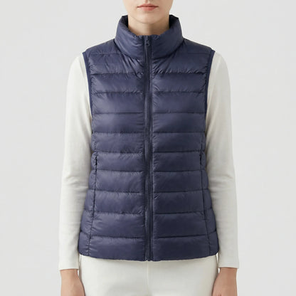 Sleeveless Quilted Vest with Zip Front and Pockets
