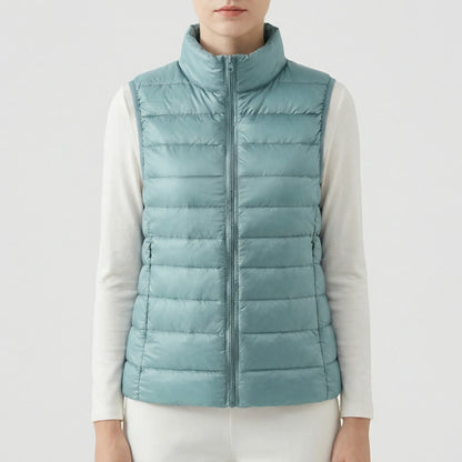 Sleeveless Quilted Vest with Zip Front and Pockets