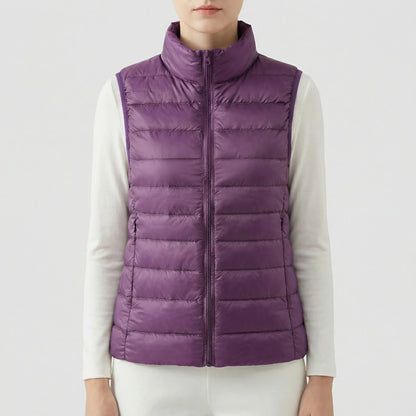 Sleeveless Quilted Vest with Zip Front and Pockets