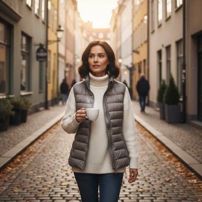 Sleeveless Quilted Vest with Zip Front and Pockets
