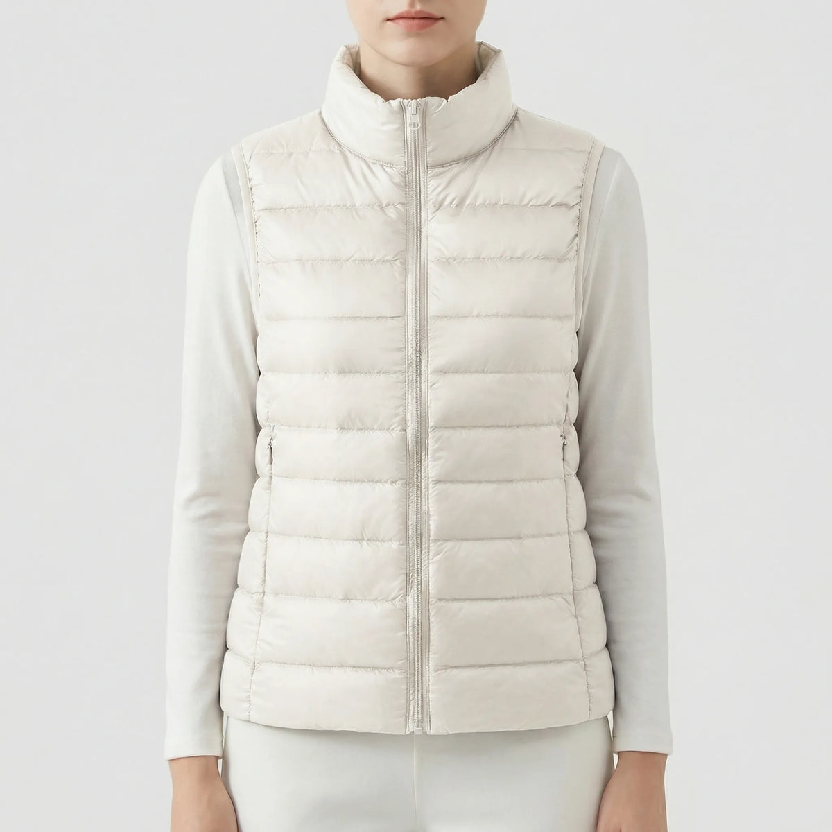 Sleeveless Quilted Vest with Zip Front and Pockets