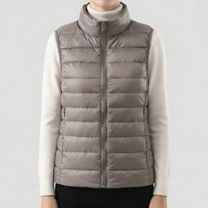 Sleeveless Quilted Vest with Zip Front and Pockets