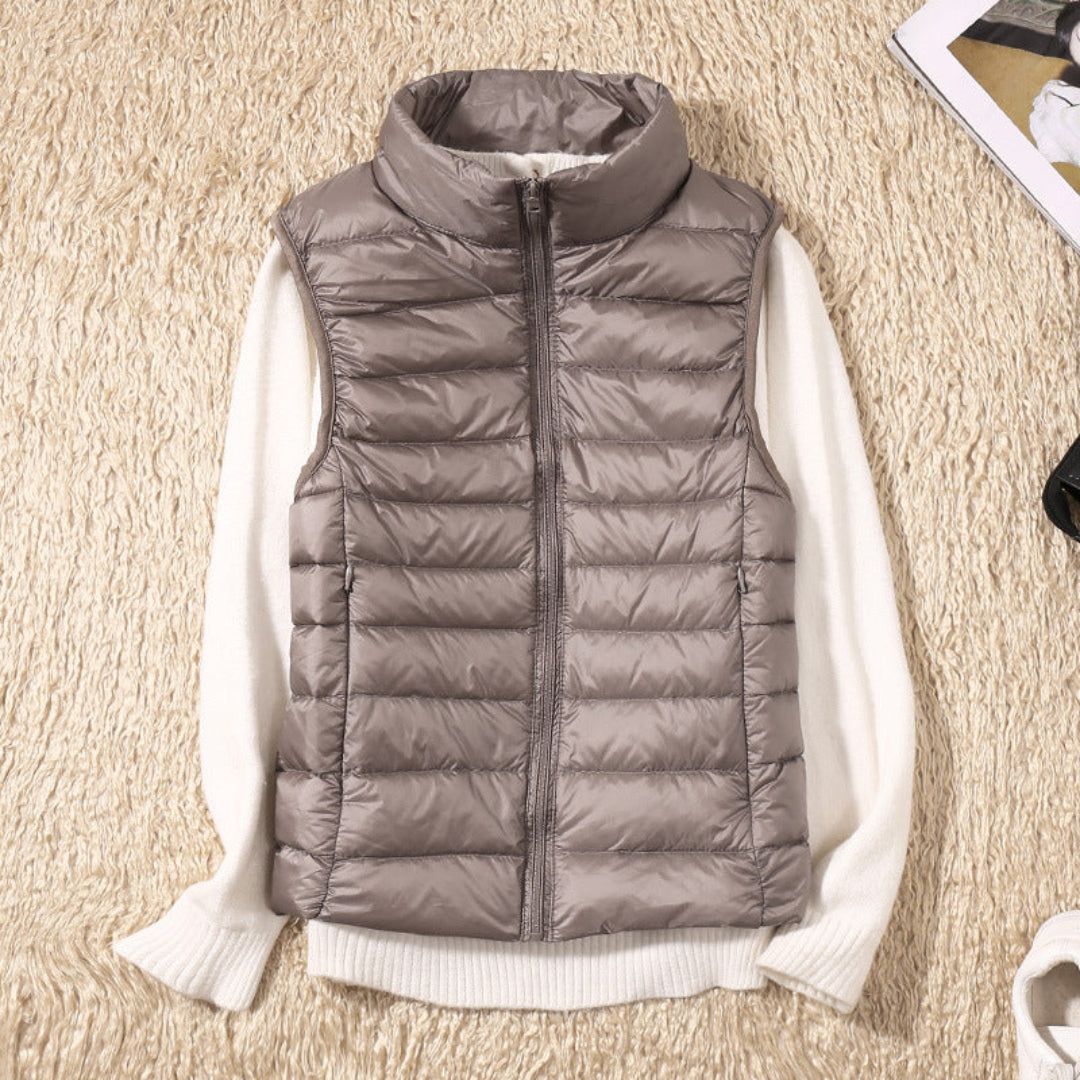 Sleeveless Quilted Vest with Zip Front and Pockets