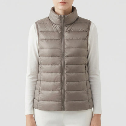 Sleeveless Quilted Vest with Zip Front and Pockets