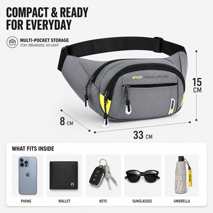Slim Oxford Waist Pack with Adjustable Strap and Multiple Pockets