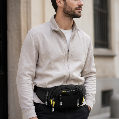 Slim Oxford Waist Pack with Adjustable Strap and Multiple Pockets