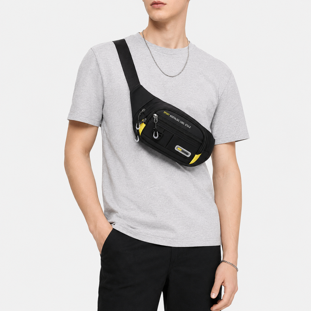 Slim Oxford Waist Pack with Adjustable Strap and Multiple Pockets