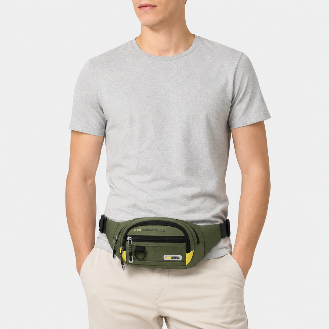 Slim Oxford Waist Pack with Adjustable Strap and Multiple Pockets