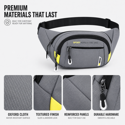 Slim Oxford Waist Pack with Adjustable Strap and Multiple Pockets
