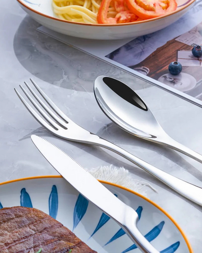 Stainless Steel Cutlery Set with Polished Finish and Ergonomic Design