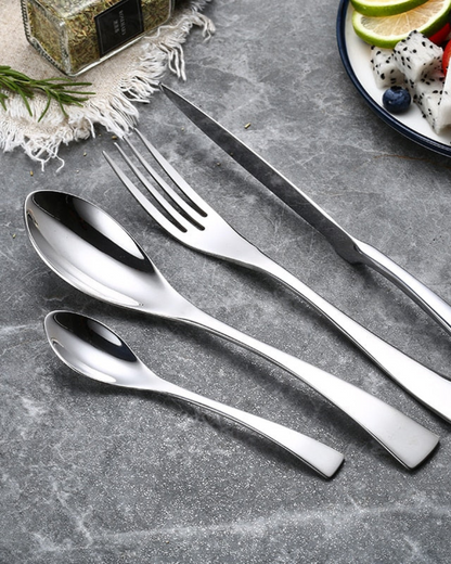 Stainless Steel Cutlery Set with Polished Finish and Ergonomic Design