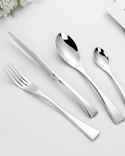 Stainless Steel Cutlery Set with Polished Finish and Ergonomic Design
